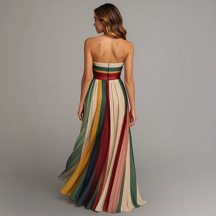 SELENA | ROCHIE MAXI PLISATĂ RE MULTICOLORĂ