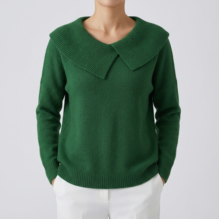 Lucia – Warm Sweater with Wide Collar