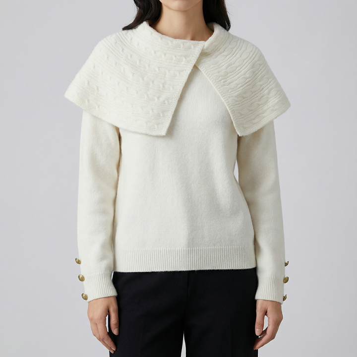 Pulover Spectaculos cu Guler Șal Maxi