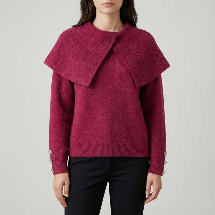 Pulover Spectaculos cu Guler Șal Maxi