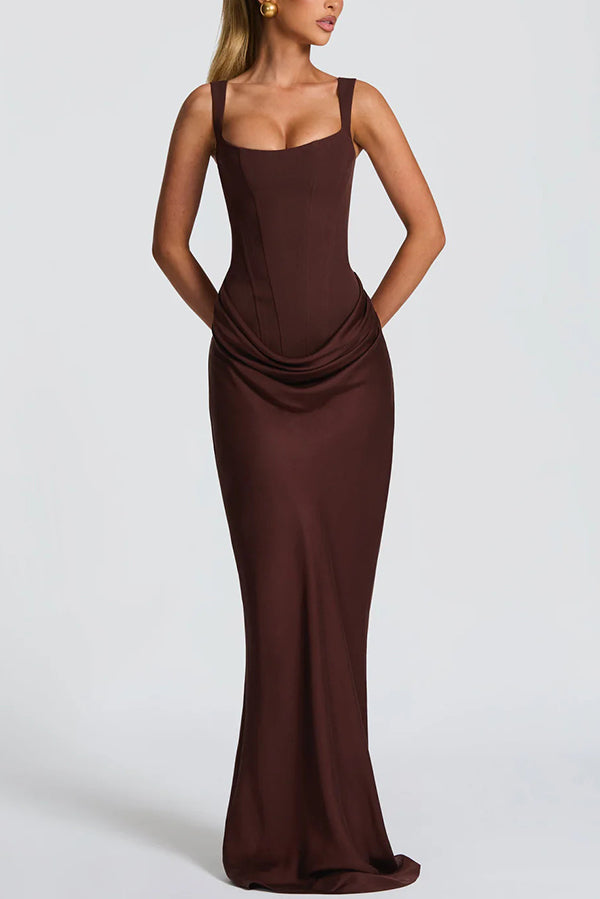 Adelina | Rochie maxi cu decolteu pătrat