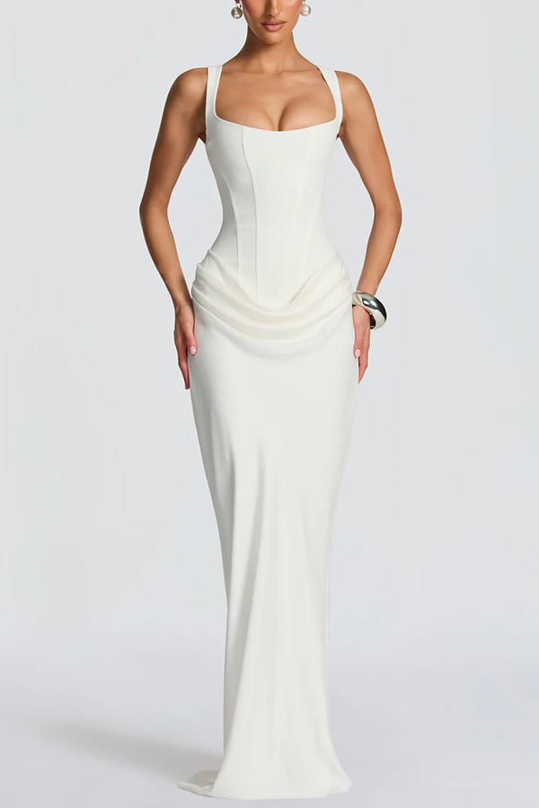 Adelina | Rochie maxi cu decolteu pătrat