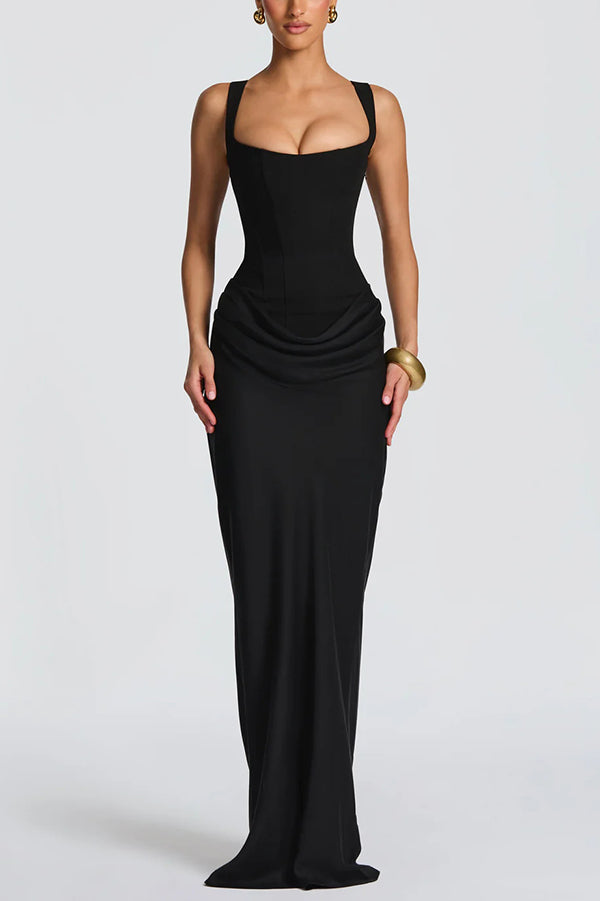 Adelina | Rochie maxi cu decolteu pătrat