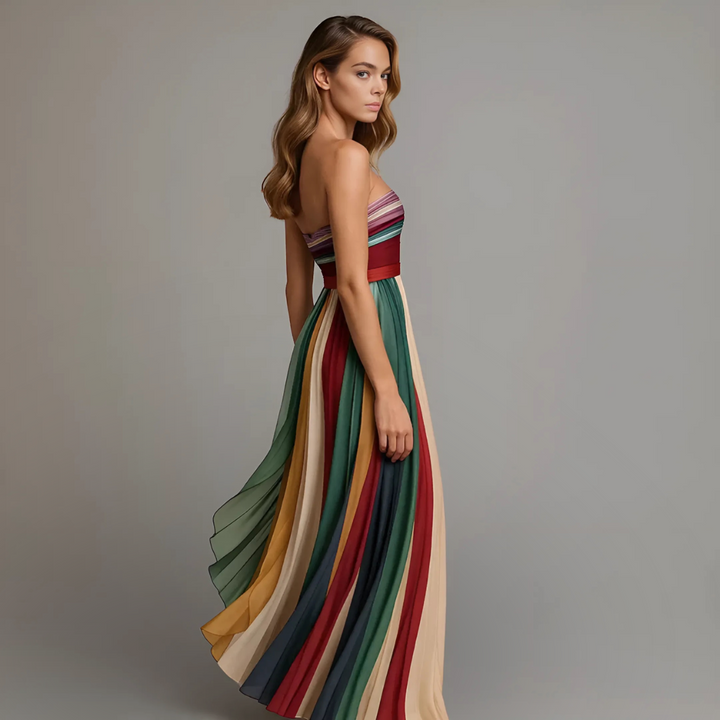 SELENA | ROCHIE MAXI PLISATĂ RE MULTICOLORĂ