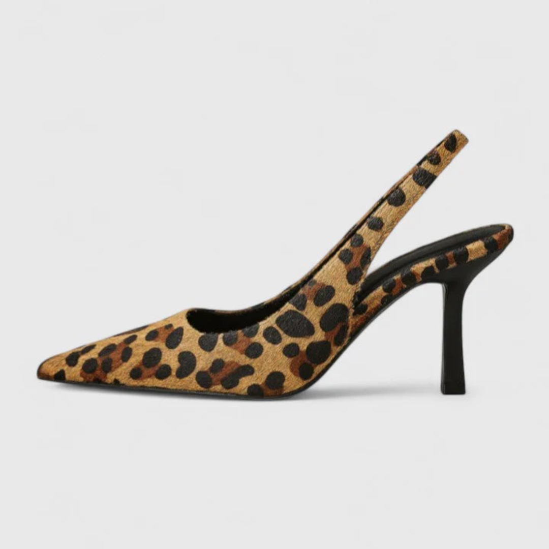 ANA | PANTOFI SLINGBACK CU TOC ȘI IMPRIMEU LEOPARD