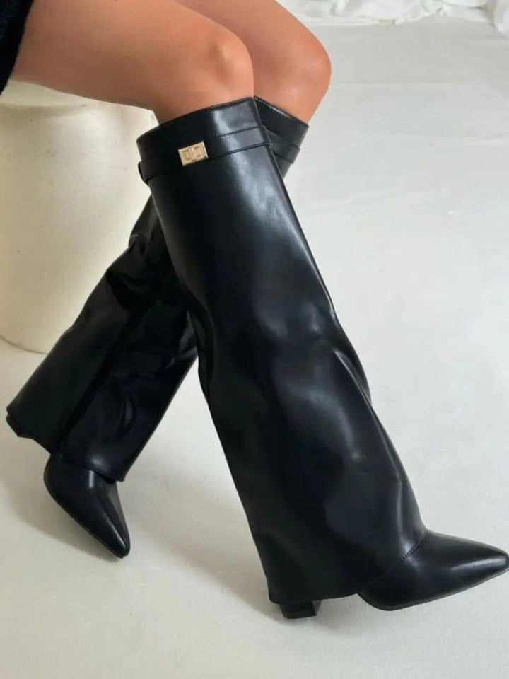 Alina - Botine Înalte cu Toc Elegant