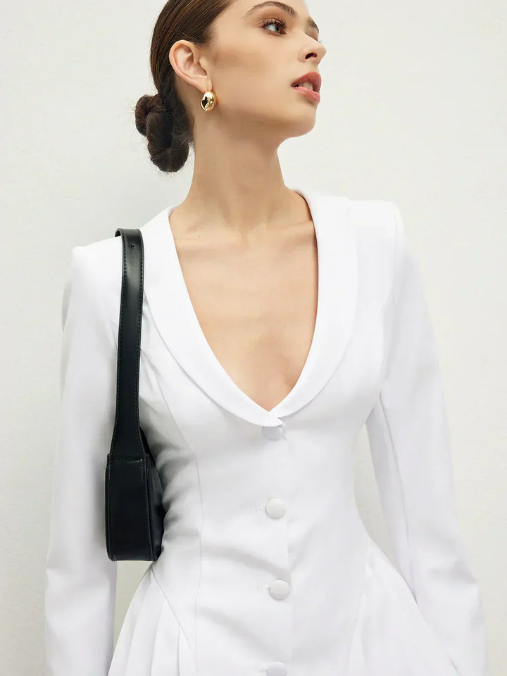 Pleated Corset Dress with Lapel