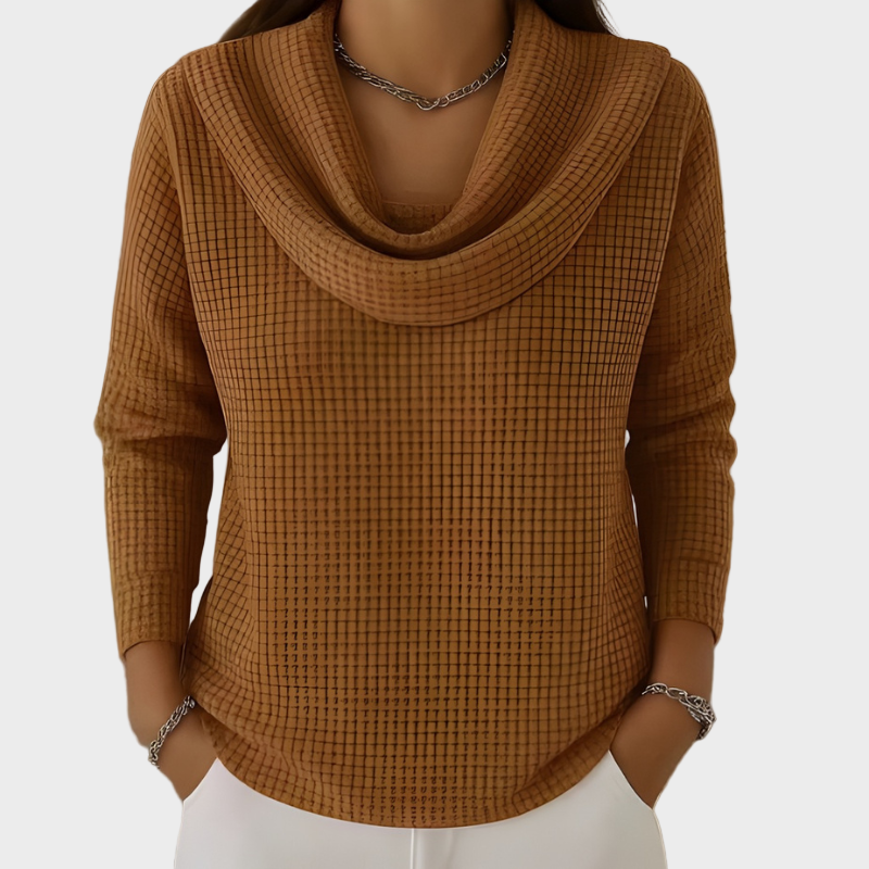 Pulover elegant cu guler drapat