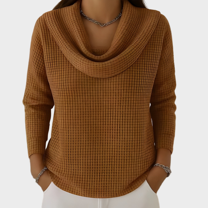 Pulover elegant cu guler drapat