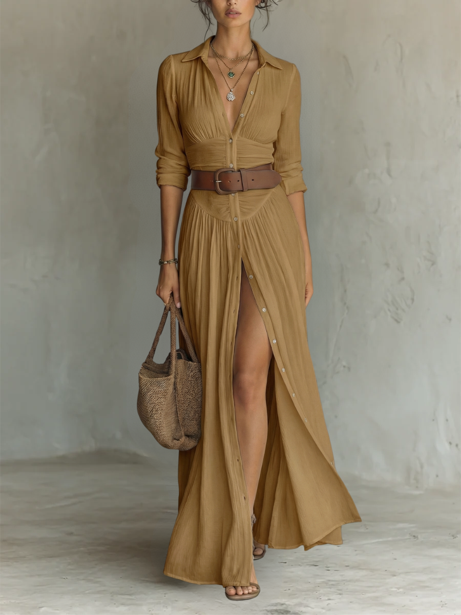 Amélia | Rochie maxi elegantă cu guler