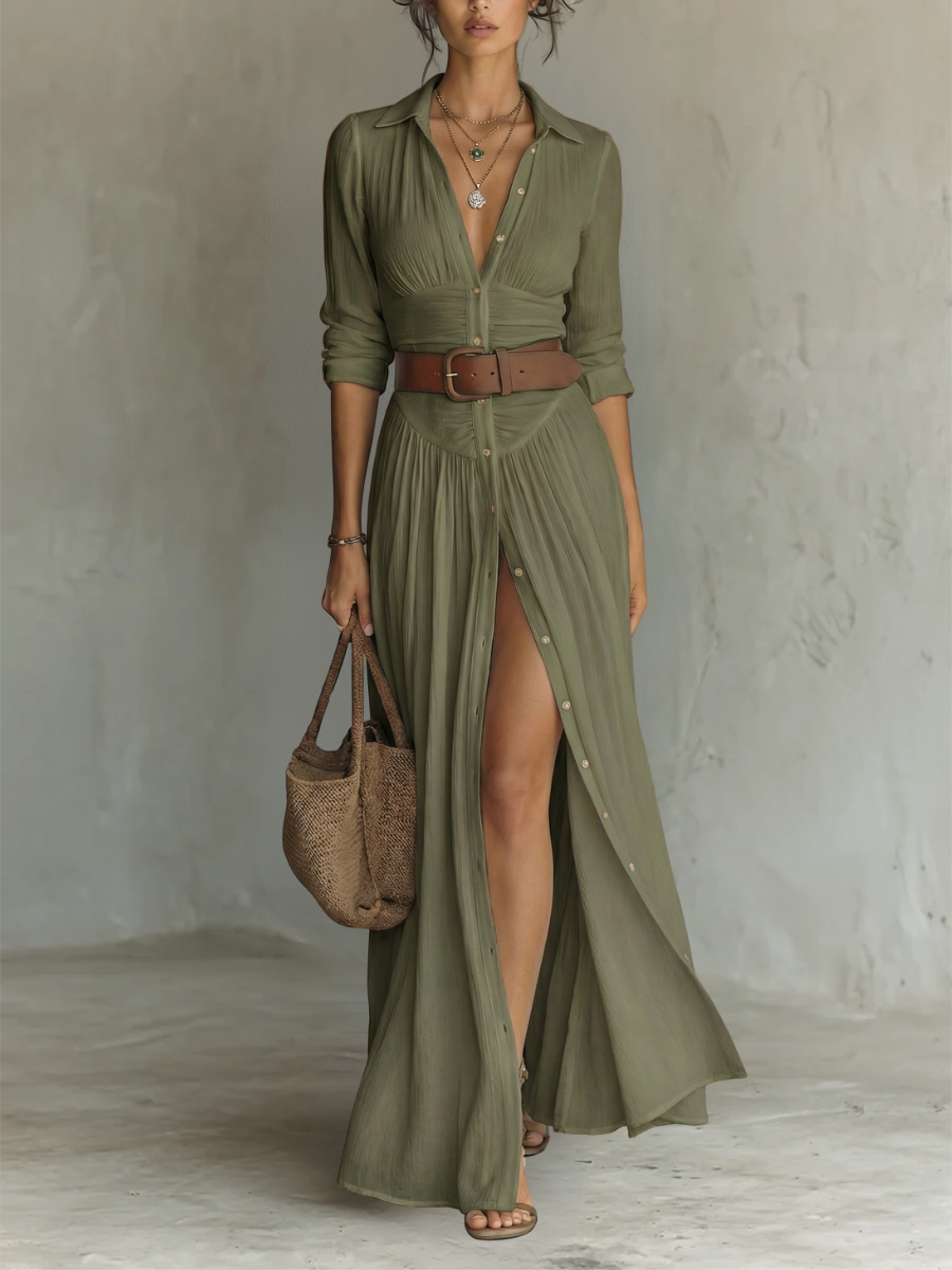 Amélia | Rochie maxi elegantă cu guler