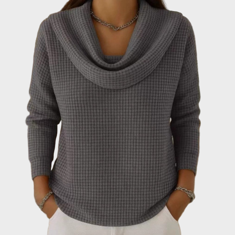 Pulover elegant cu guler drapat