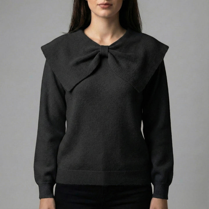 Pulover cu guler cu fundă