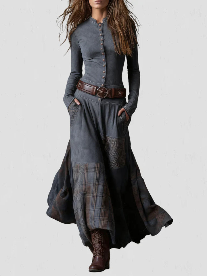 Stela | Maxi suede dress with belt