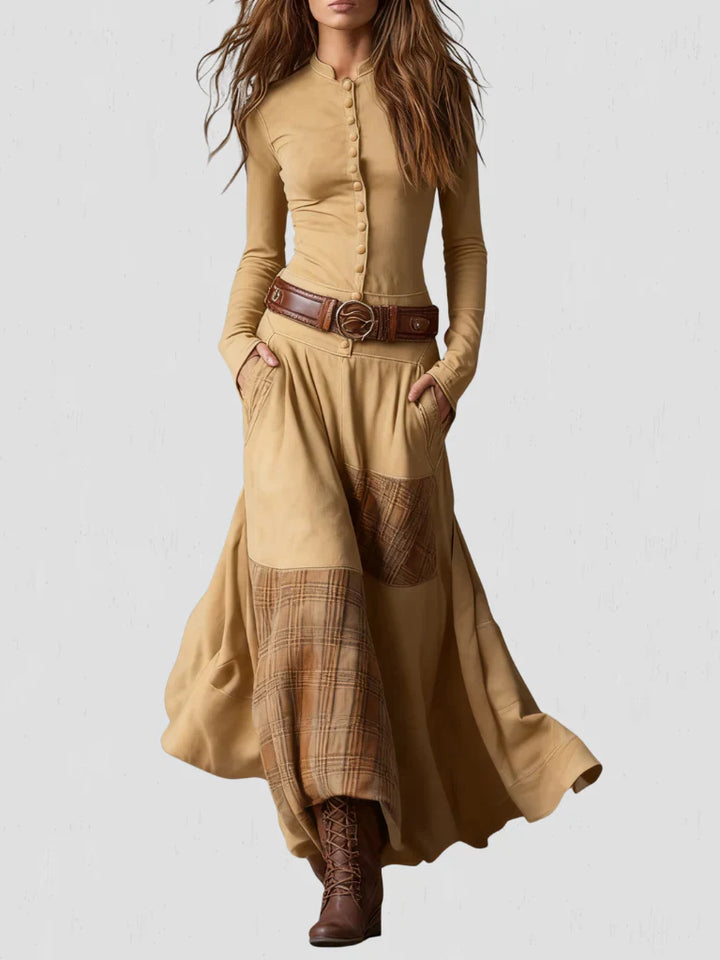 Stela | Maxi suede dress with belt