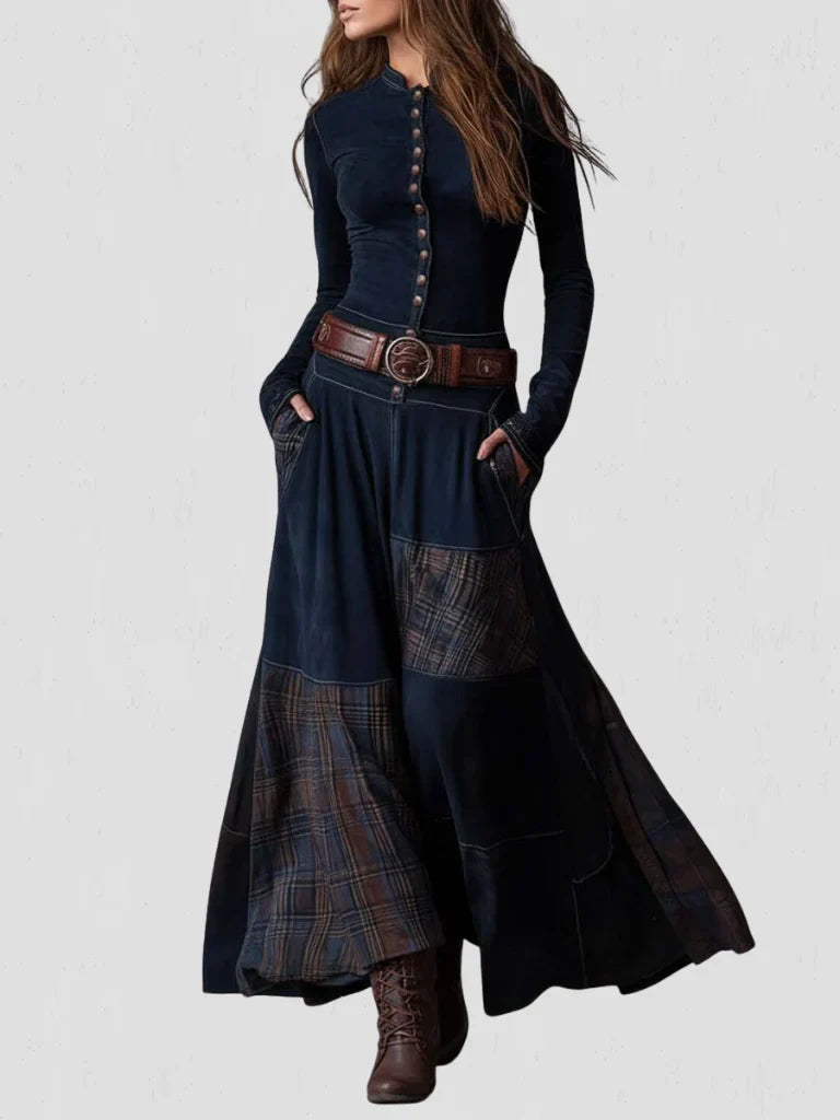 Stela | Maxi suede dress with belt