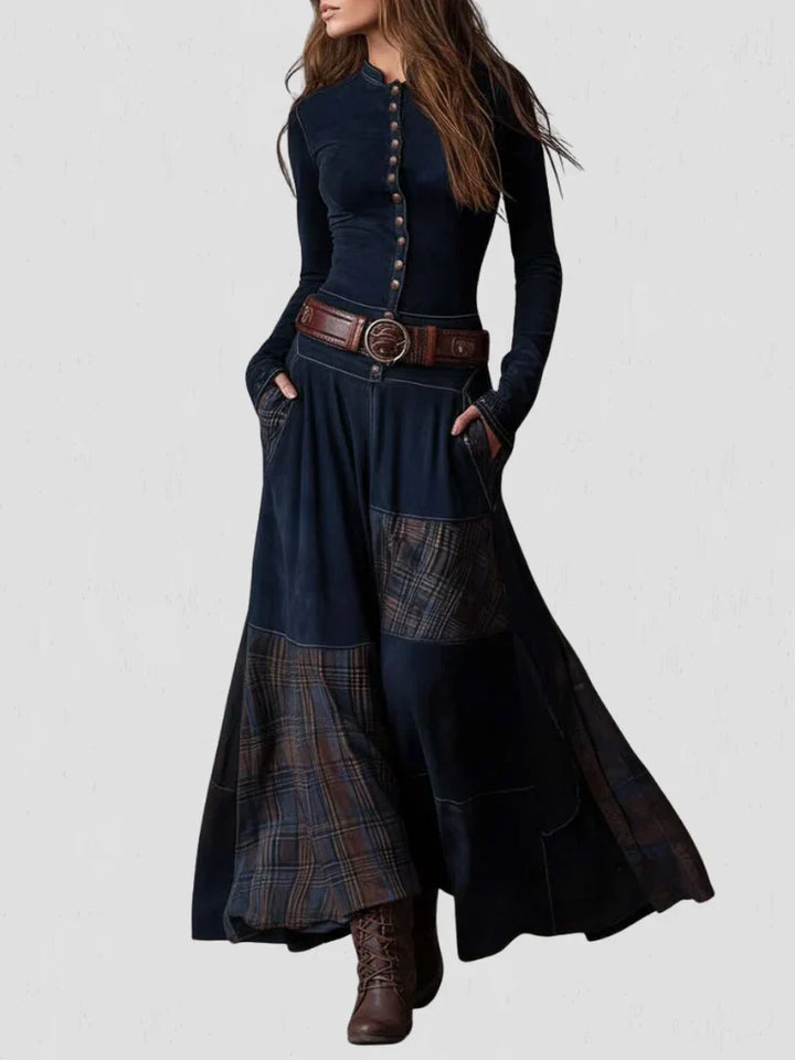 Stela | Maxi suede dress with belt