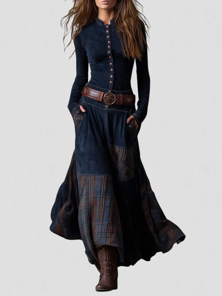 Stela | Maxi suede dress with belt