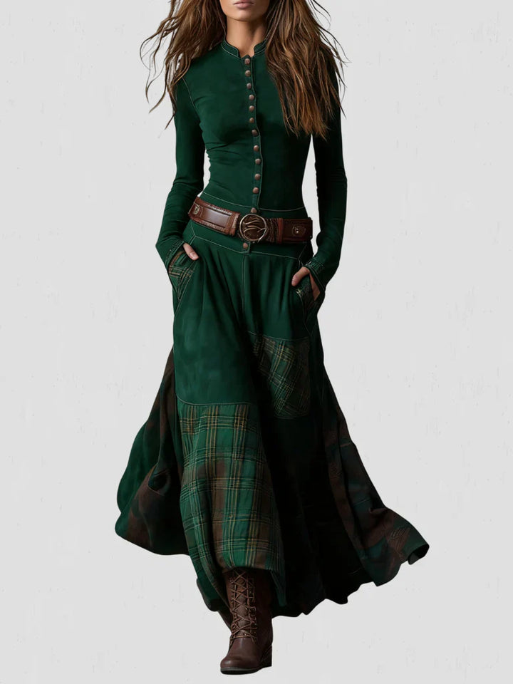 Stela | Maxi suede dress with belt