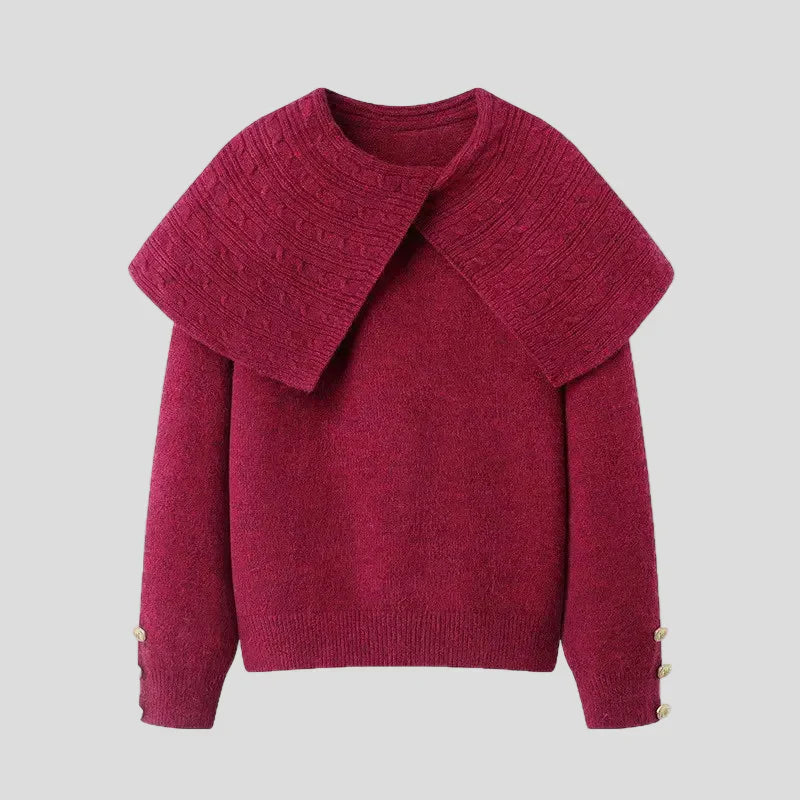 Pulover Spectaculos cu Guler Șal Maxi