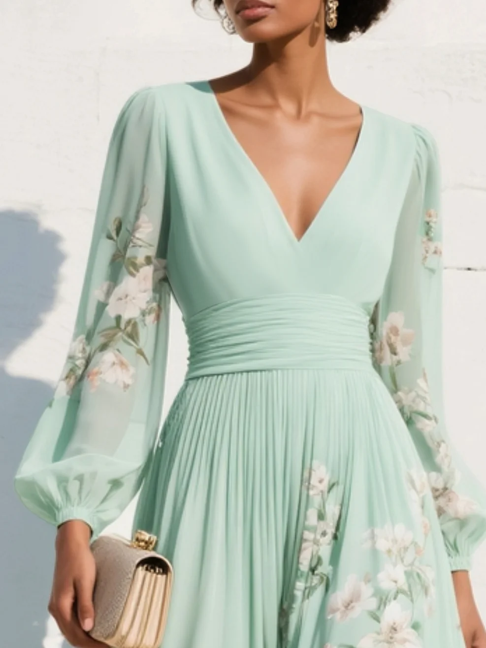 AMIRA | ROCHIE MIDI DIN CHIFFON MENTĂ