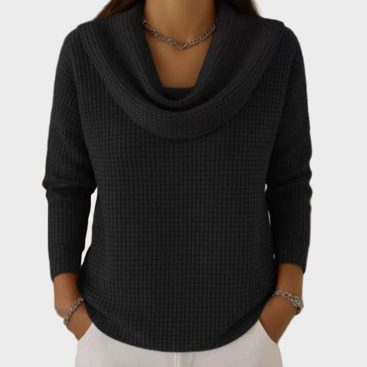 Pulover elegant cu guler drapat