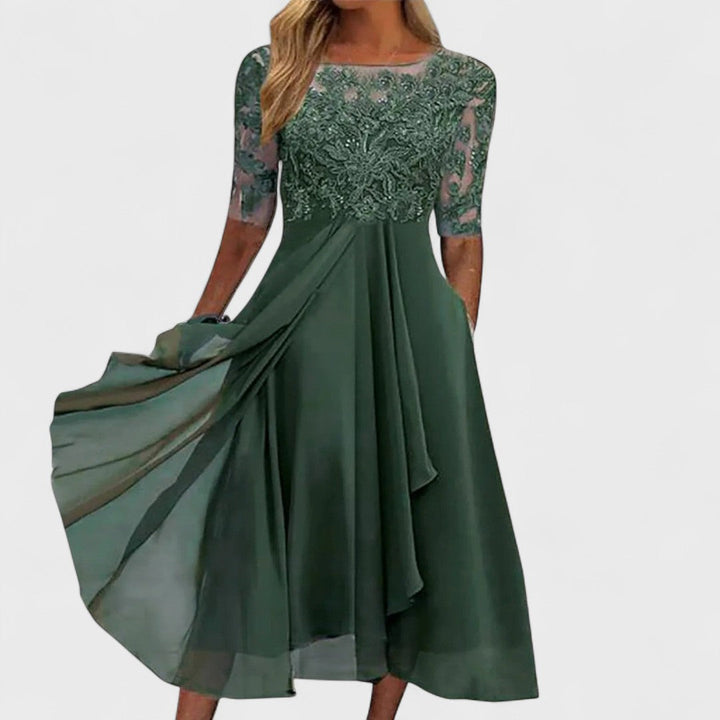 Anna | Rochie cu Broderie din Dantelă