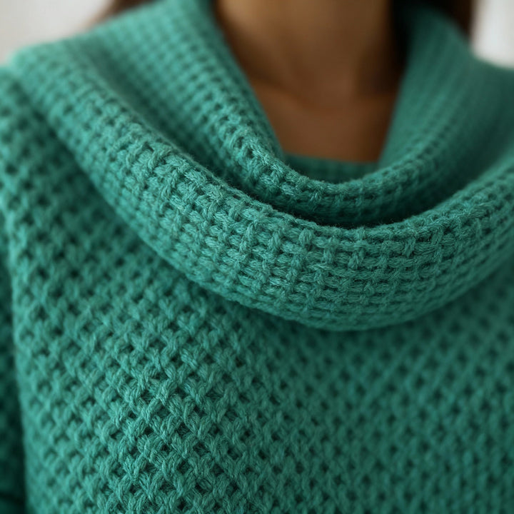 Pulover elegant cu guler drapat