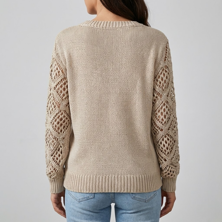 Pulover cu Mâneci Ajurate