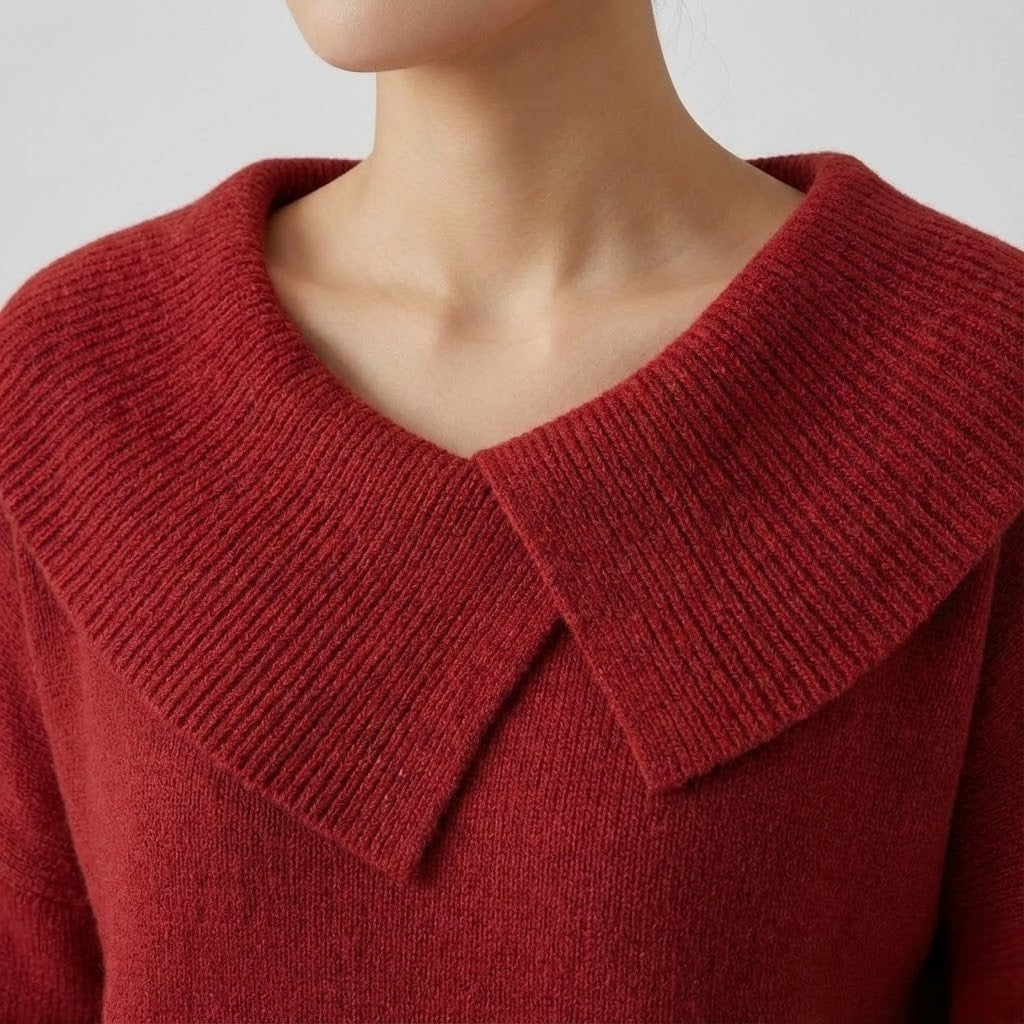 Lucia – Warm Sweater with Wide Collar