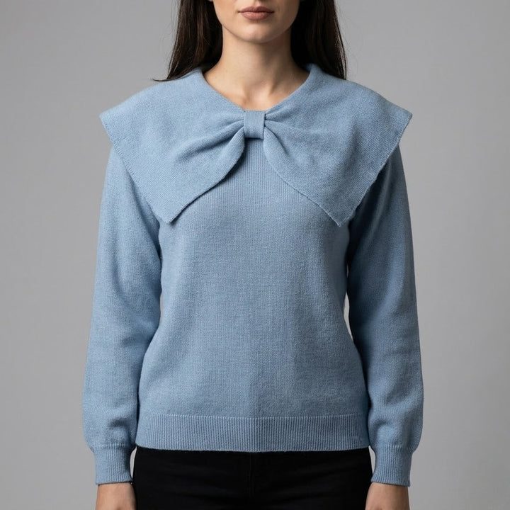 Pulover cu guler cu fundă