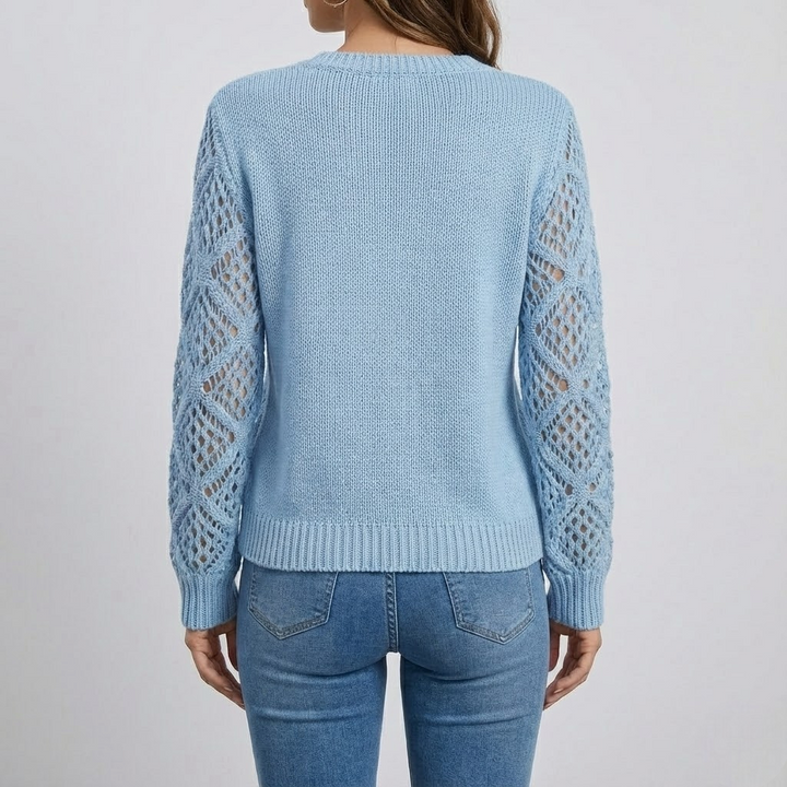 Pulover cu Mâneci Ajurate