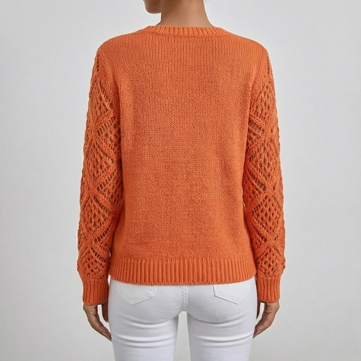 Pulover cu Mâneci Ajurate